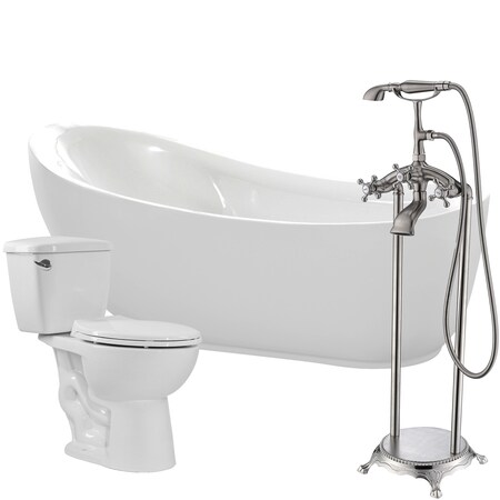 Anzzi Talyah 71" Acrylic Bathtub with Tugela Faucet and Cavalier Toilet FTAZ090-52B-63